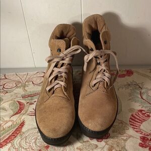 Tod's Light Brown Lace Up Combat Boots